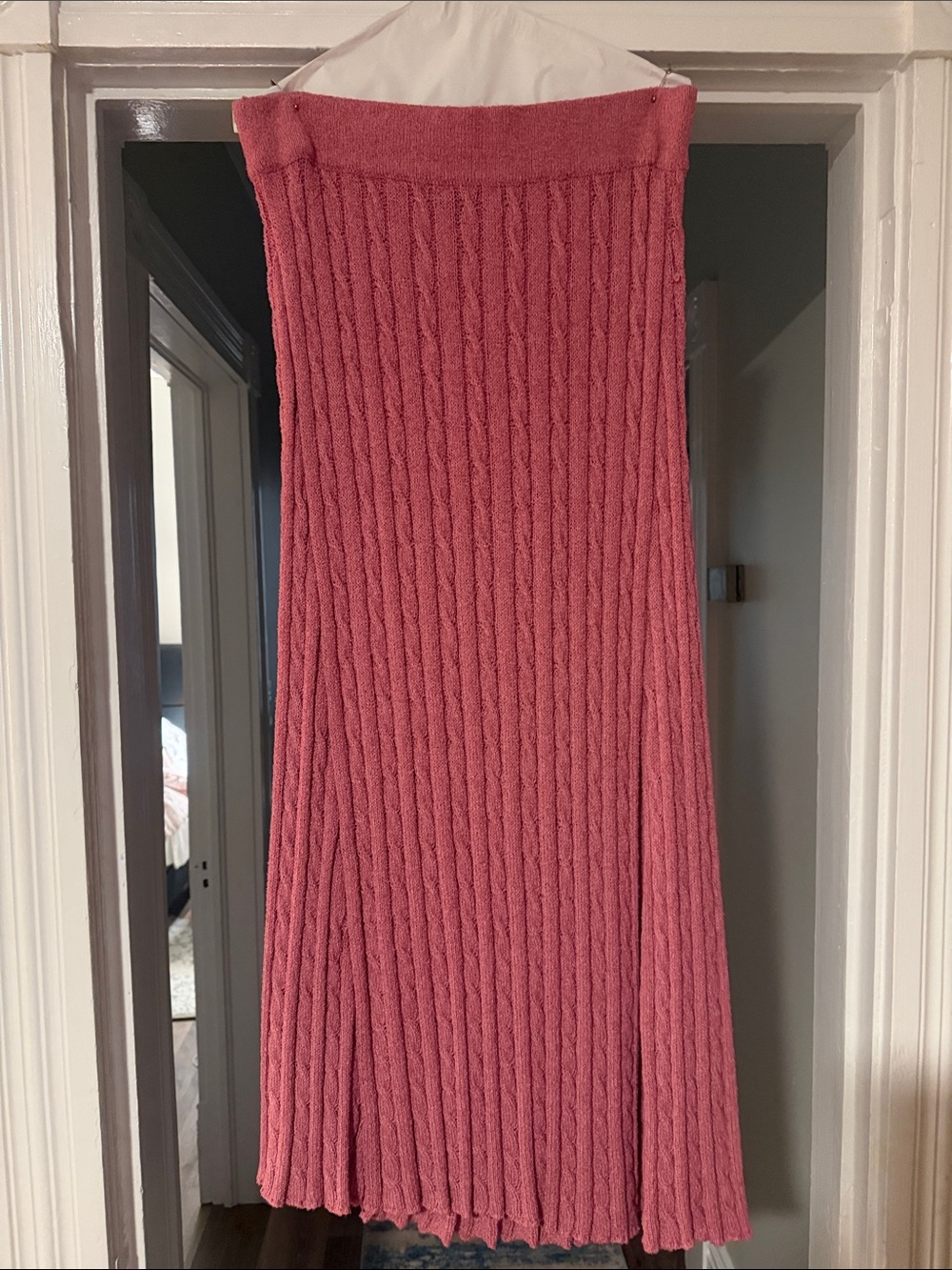 Current Air Cable-Knit Pleated Maxi Skirt - Rose